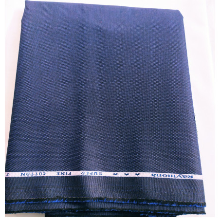 Raymond Men Cotton Lycra Unstitched 1.25 m Trouser Fabric Navy Free Size