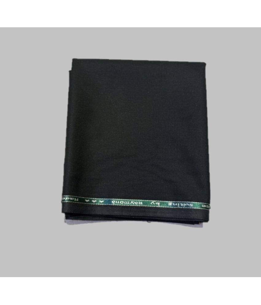 Raymond - Black Polyester Blend Men's Unstitched Pant Piece (Color: Black)