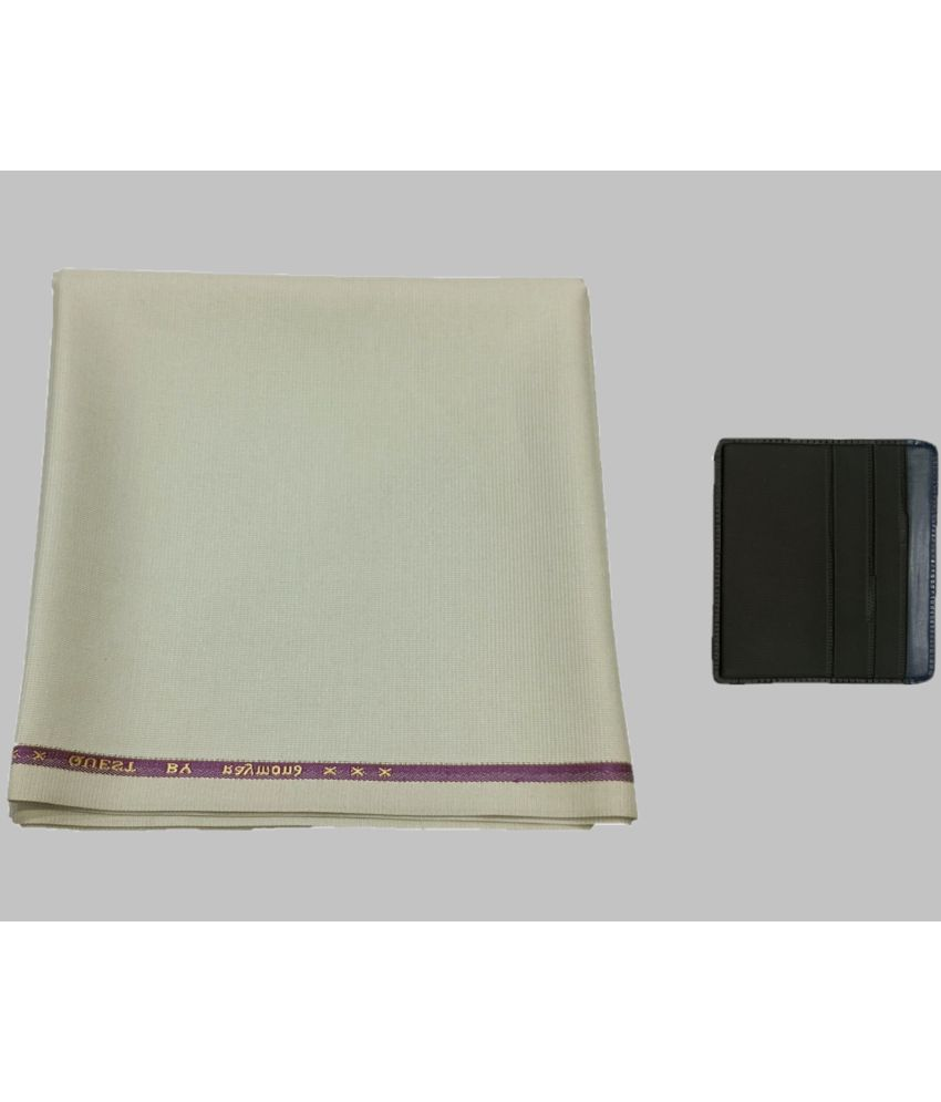 Raymond Beige Polyester Blend Men's Unstitched Pant Piece ( Pack of 1 ) (Color: Beige)