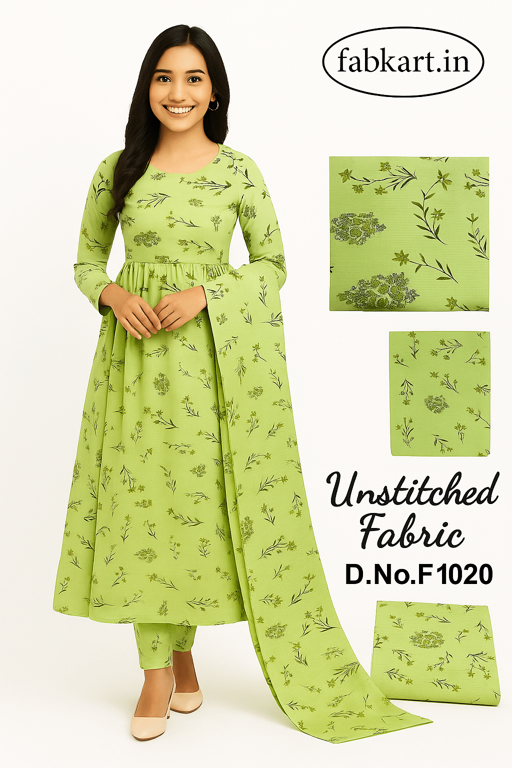 Fabkart Women Cotton Unstitched Dress Material (Color: Turquoise)