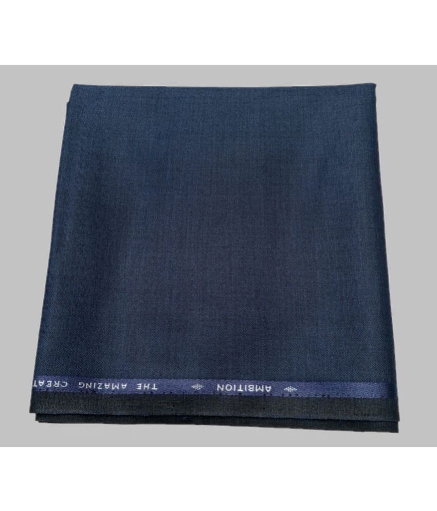 Fabkart Navy Blue Polyester Blend Men's Unstitched Pant Piece ( Pack of 1 ) (Color: Navy Blue)